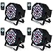 missyee 36 RGB LED DJ Stage Uplight -DMX Control Sound Activated with Remote Control and 9 Modes LED for Wedding, Events, Christmas and Halloween Music Disco Party -R&D in USA -4 Pack