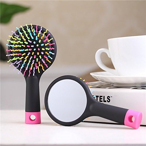 Rainbow Comb with Mirror Massage for Women Help Wet&amp;Dry Hair Detangling Magic tangle comb without damage
