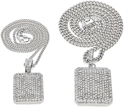 LoveBIG Men's 14K Gold&SILVER Plated Hip Hop Army Style Dog Tag Pendant and Stainless Steel Cuban Chain 24-30 Inch