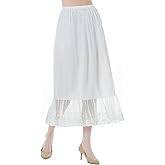 BEAUTELICATE Women Skirt Extender Half Slip with Lace Trim 100% Cotton Vintage Underskirt