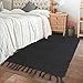 Seavish Black Kitchen Rug, 2x3 Cotton Hand Woven Recycled Throw Rug Runner Braided Entryway Floor Mat for Laundry Room Bathroom Bedroom Dorm