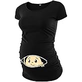 Graphic Maternity Shirts for Women - Comfortable Short Sleeve Funny Womens Pregnancy Tops