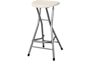 HM&DX Folding Stools for Adults Portable, 28 inch Collapsible Stool Heavy Duty, Indoor Tall Bar stools with Handle, Plastic Counter Barstool Chair for Kitchen Outdoor Travel-White H72xW31cm(28x12inch)