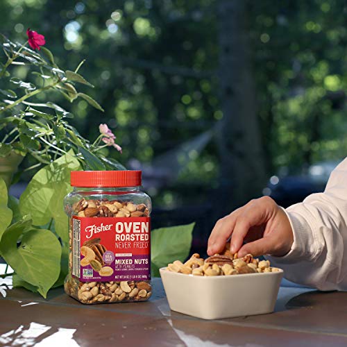 Fisher Snack Oven Roasted Never Fried Mixed Nuts with Peanuts, 24