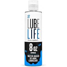 LUBELIFE Water Based 3X Anal Lube, Personal Lubricant, Toy Condom Safe, 8oz | Extra thick anal glide with triple cushion, non