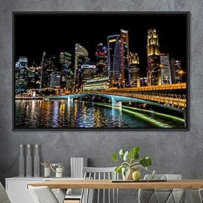 signwin Framed Canvas Wall Art City Illuminations Aerial...