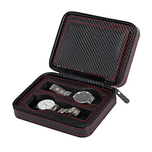 TUYU 4 Slots Travel Watch Box Carbon Fiber Jewelry Collection Holder Organizer for Father Day HZ0017 TUYU 4 Slots Travel Watch Box Carbon Fiber Jewelry Collection Holder Organizer for Father Day HZ0017