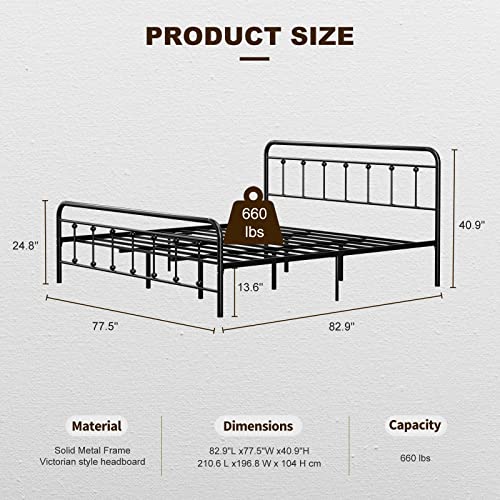 IKIFLY King Size Metal Platform Bed Frame with Headboard & Footboard