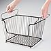 mDesign Stackable Metal Basket for Kitchen Storage - Large Wire Farmhouse Bin Basket w/Handles for Pantry - Stacking Wire Basket Organizer for Food, Drinks - Hyde Collection, 6 Pack, Bronze