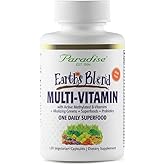 Paradise Herbs Earth's Blend Women's Once Daily Multivitamin with Iron, 48 Organic Superfoods, Probiotics, Antioxidants, Vitamins A, B12, C, D, K2, 120 Capsules