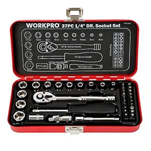 WORKPRO ソケットレンチセット ガレージツールセット ラチェットレンチ 差込角6.35mm 工具 セット 37点組