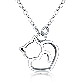 RUKYF 925 Sterling Silver Dog Paw Cat Panda Necklace for Women Cute Dainty Animal Pendant Necklace Gifts for Cat Mom Animals Lover…