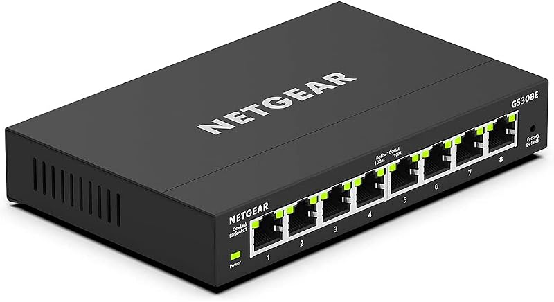 NETGEAR GS308E 8-Port Gigabit Ethernet Plus Switch Desktop Wall Mount
