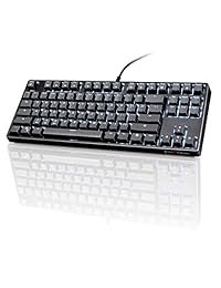 VELOCIFIRE Teclado mecánico de 87 teclas con interruptores marrones y teclado mecánico con retroiluminación LED blanca