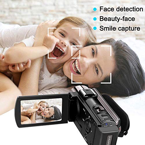 Rokurokuroku Camcorder Videokamera Full HD 1080P 24MP, Vlogging Kamera für YouTube 16X Digitalzoom 3.0 Zoll LCD 270 Grad… – Bild 5