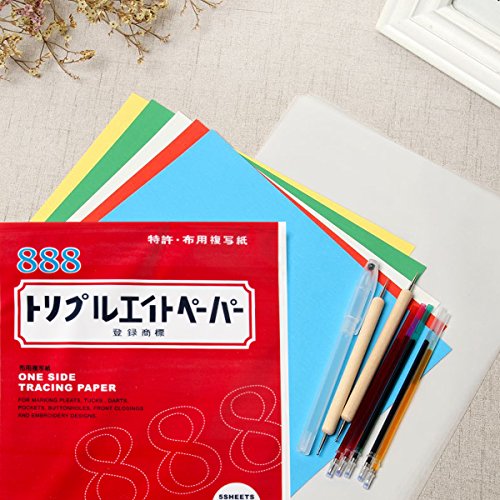 Set of 10 Cross Stitch Tools Includes Transfer Papers,Transparent Papers,Water Soluble Pen, Counterdraw Iron Pen,Embroidery Supply for Paining Patterns on Cloth