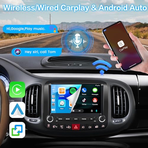 Inefala 2G+64G for Fiat 500L 2013-2017 Android 15 Car Radio with Wireless Carplay and Android Car, Bluetooth Car Stereo with 7 Inch HD Touchscreen with WiFi GPS FM/RDS MIC + Rear Camera