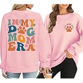 Tewmeu Dog Mom Sweatshirt Women Dog Paw Graphic Sweatshirt Mama Fall Long Sleeve Crewneck Pullover Tops