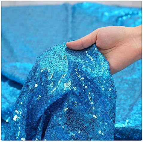 1yard Aqua Blue Seqiun Fabric Sequin Mesh Fabric by The Yard Sequin Curtains Backdrop Glitter Fabric for Sewing Costumes Apparel Crafts