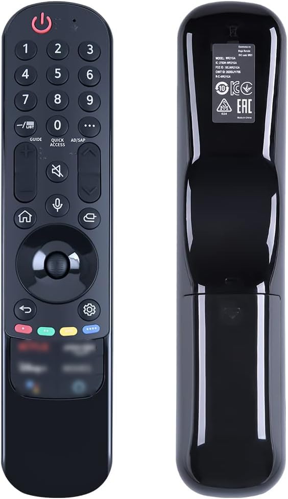 GOUYESHO MR21GA Replacement Voice Magic Remote Control for LG Smart UHD OLED QNED TV 50NANO77ZPA 55NANO80UPA 60UP7670PUB 75NANO75UPA 75QNED90UPA 86QNED90UPA with Netflix Prime Video and Movies Buttons