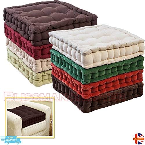 Sf Manchester SFM NEW ADULT CHUNKY BOOSTER CUSHION 100% COTTON CHAIR SEAT PAD FOR SOFA GARDEN Luxury Comfortable Home Office Cushions Uk Stock (Red)