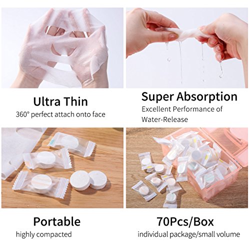 Lameila 70pcs DIY Natural Skin Care Compressed Facial Face Sheet Mask Paper with Mixing Mask Bowl Set