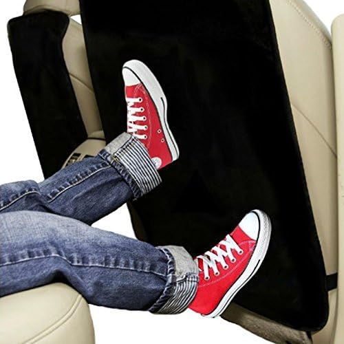 Autvivid Universal Car Seat Pad Anti-Kick Away from Dirt Stains Footprints Seat Cover Child Mat Kid Pad Seat Protector Easy to Clean Cushion Anti Kick Anti-Slip (Black with Pocket)