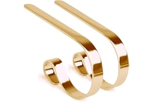 JANEMO 2 Pcs Christmas Stocking Holder for Mantle，Mantel Stocking Hangers Use for Hanging Christmas Decoration,Gold