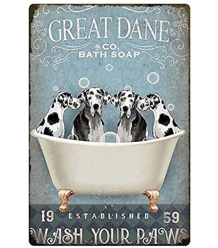 Schnauzer Co. - Targa in metallo vintage con scritta Wash Your Paws ( lingua italiana non garantita) per il bagno, il salotto, la casa, la decorazione da parete per decorare la parete, 20