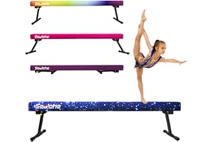 Sealoha 6ft Ultrasimple Adjustable&Foldable Balance Beam,High-Low Floor Beam Suede Gymnastics Equipment,No Tool Require, Gymnastics Beam for Training&Professional HomeTraining