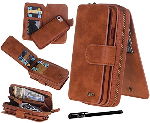 image for Urvoix iPhone 7 / iPhone 8 Case, Premium Leather Zipper Wallet Multi-F