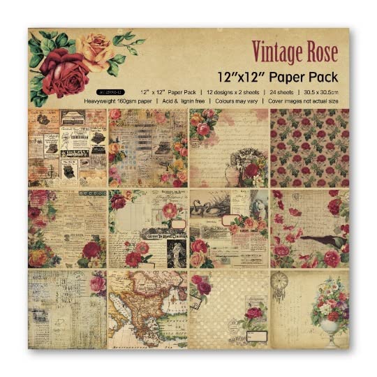 Vintage Scrapbook Paper Pad 12*12 Two of 12 Colors Decorative Paper