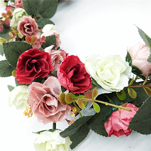 SIYWINA Door Wreath Handmade Emulation Rose Garland Summer Wreath Decor Flower Artificial Flower Decoration Door Spring Wreath