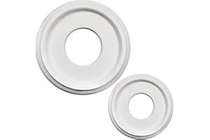 Aginkgo 2PCS Molded PU Ceiling Medallion Round Ceiling Light Medallions Smooth Finish Ceiling Medallions Backdrop Decor for Light Fixtures and Ceiling Fans (9.8 Inch OD x 3.7 Inch ID, White)