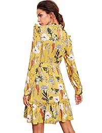 Floerns vestido corto de manga larga con volantes y estampado floral