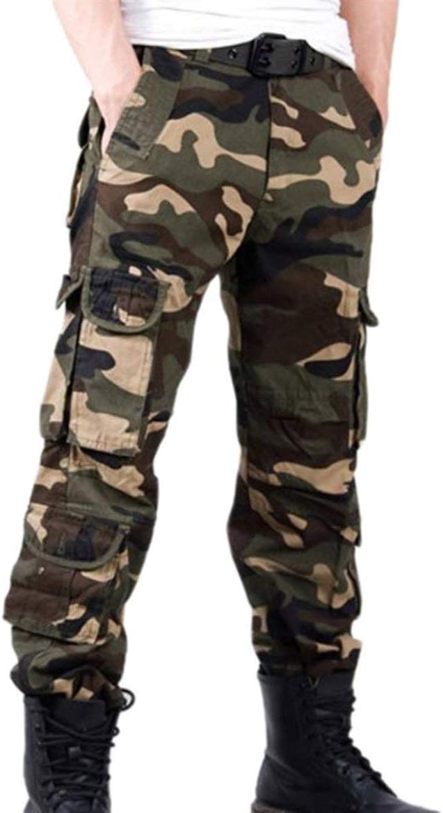 HX fashion Men's Multifunction Combat Cargo Pants Camouflage/Army Comfortable Sizes Outdoor Trekking Pants Camping Mountaineering Clothing