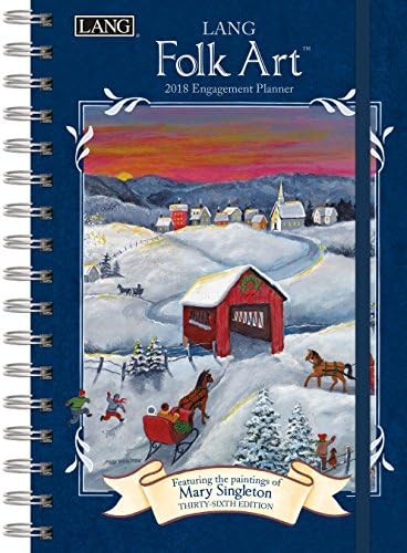 LANG - 2018 Spiral Engagement Planner - "LANG Folk Art" - Artwork By Mary Singleton - 12 Month by Week or Month - 6.25" x 9"