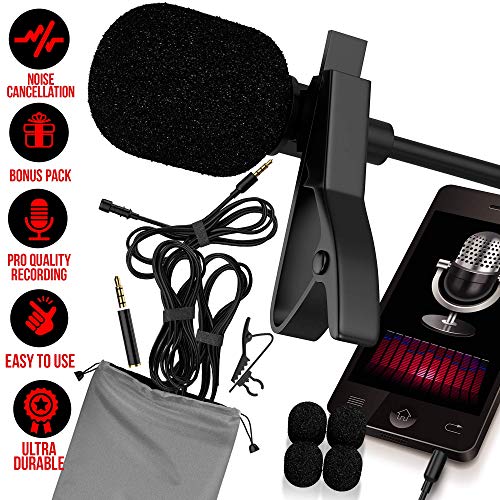 RockDaMic Professional Lavalier Microphone Best Clip-on System Lapel Mic Condenser for Recording, Youtube, DSLR, Interview and ASMR Microphone