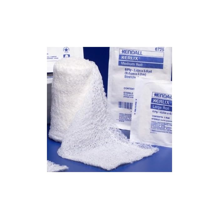 COVIDIEN 3324 Kerlix Bandage Roll, 100% Cotton, 6-Ply, 4-1/2" x 4-1/8 yd. Size, Large (Pack of 12)