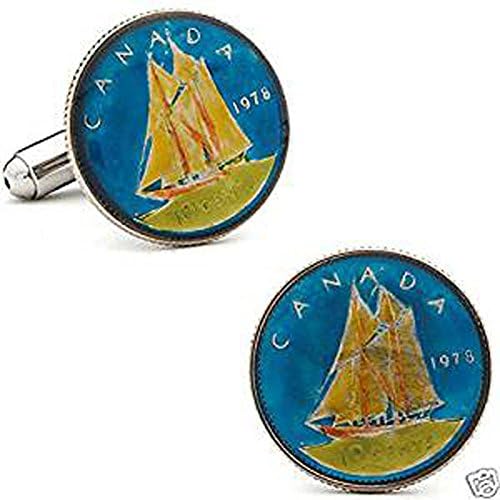 Men's Executive Cufflinks Hand Painted Authentic Canadian Dime 10 Coin Cuff Links