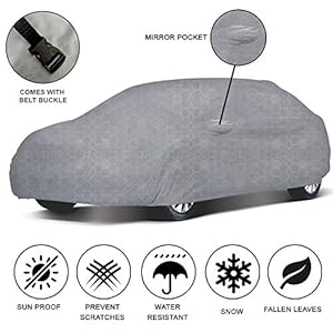 Oshotto/Recaro 100% Dust Proof, Water Resistant Grey Car Body Cover with Mirror Pocket Compatible with BMW 5 Series