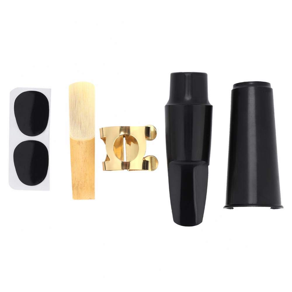 Alto Sax Mouthpiece Set 5 in 1 Saxophone Mouthpiece Kit with Cap Metal Buckle Reed Pads Musical Instruments