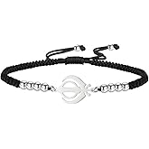 Amaxer Adjustable Sikhism Khanda Symbol Bracelet Stainless Steel Pendant Colorful Braided Cord Spiritual Jewelry for Women Men