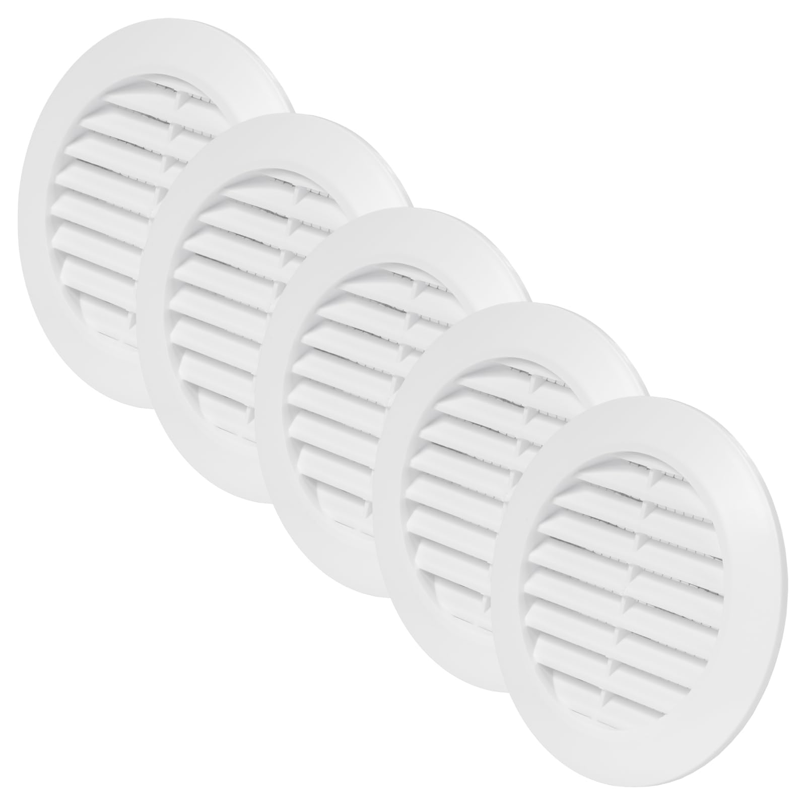 Vent Systems 70 mm / 2.75" Inch - Pack of 5 White Door Air Register - Ventilation Grille - Indoor Vent Grates - Bathroom, Cabinet, Garage Through The Door Vent Cover