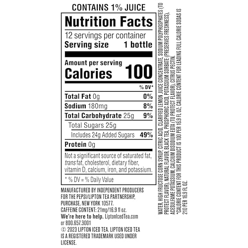 LIPTON ICED TEA LEMON, 16.9 FL OZ BOTTLES (PACK OF 12)
