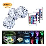 Submersible LED Lights 10 RGB LEDs 16 Colors Changing Waterproof Underwater Lights Multi Color Battery Powered with IR Remote Controller for Aquarium, Vase Base, Pond, Swimming Pool, Garden, Party