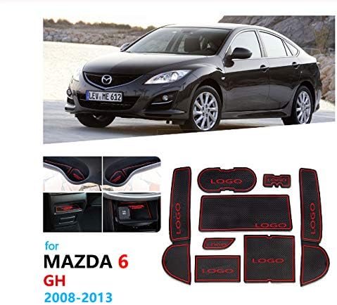 linfei Anti-Slip Rubber Gate Slot Cup Mat For Mazda 6 Gh 2008~2013 Coaster Cup Pad Mazda6 Accessories Car Stickers