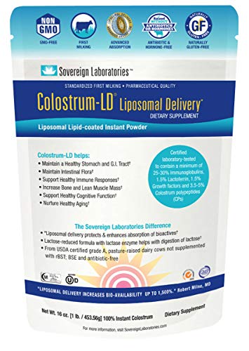 Advanced Absorption Liposomal Colostrum Powder - Proprietary Colostrum-LD Tech Provides up to 1500% More Bio-Availability Over Regular Colostrum - 16 oz Plain