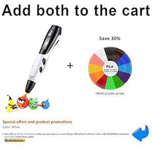 TIPEYE 3D Pen, Professional 3D Printing Pen with OLED Display for Kids,Doodling Art Craft Making,Adults,Girls,Artists,Doodling,Teens, Printing 1.75mm PLA/ABS Filament Refills by TIPEYE