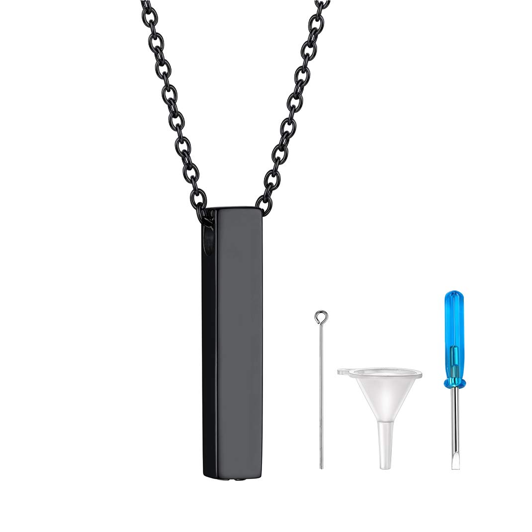 GoldChic Men's Necklace for Ashes Black Cube Urn Memorial Pendant Keepsake Cremation Gifts for Men